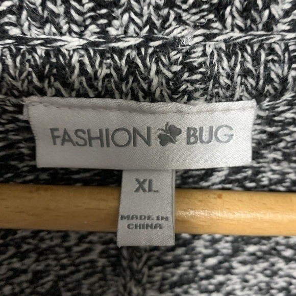 Boho preppy Women's Knit Cardigan Sweater Black White Speckled Shawl Collar XL - Picture 4 of 7